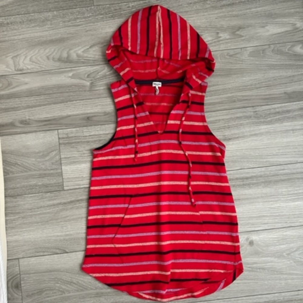 Splendid Hooded Tank, red stripe, women's size XS